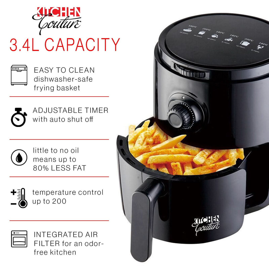 3.4L Air Fryer Colour: Black