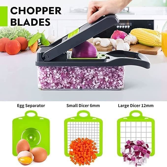 NOORISCUIT Vegetable Chopper 12 in 1 Slicer Dicer Food Chopper for Kitchen, Onion Fruits & Vegetable Cutter, Cheese Grater Shredder, Mandoline Slicer Veggie Chopper with Storage Container