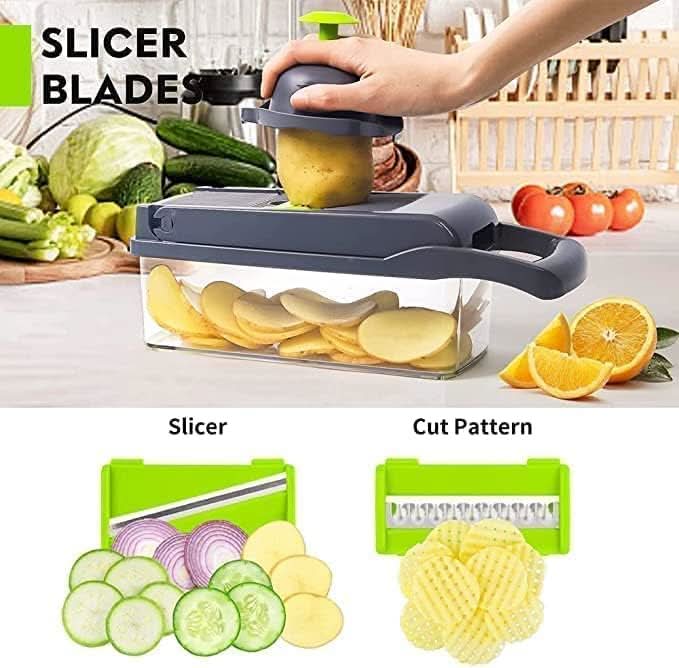 NOORISCUIT Vegetable Chopper 12 in 1 Slicer Dicer Food Chopper for Kitchen, Onion Fruits & Vegetable Cutter, Cheese Grater Shredder, Mandoline Slicer Veggie Chopper with Storage Container