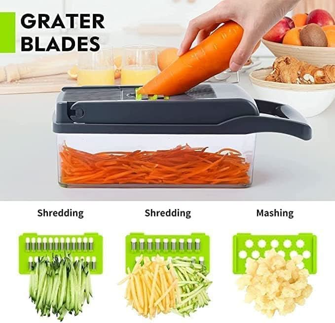 NOORISCUIT Vegetable Chopper 12 in 1 Slicer Dicer Food Chopper for Kitchen, Onion Fruits & Vegetable Cutter, Cheese Grater Shredder, Mandoline Slicer Veggie Chopper with Storage Container