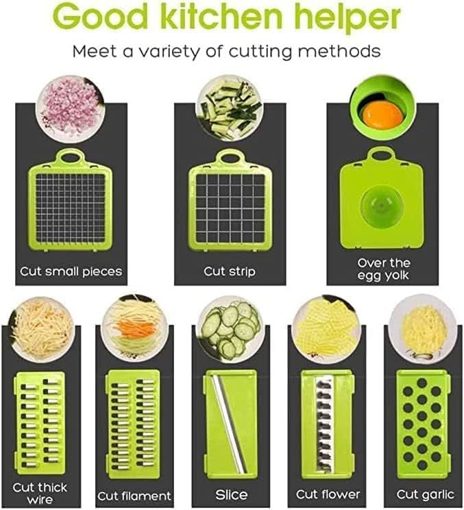 NOORISCUIT Vegetable Chopper 12 in 1 Slicer Dicer Food Chopper for Kitchen, Onion Fruits & Vegetable Cutter, Cheese Grater Shredder, Mandoline Slicer Veggie Chopper with Storage Container