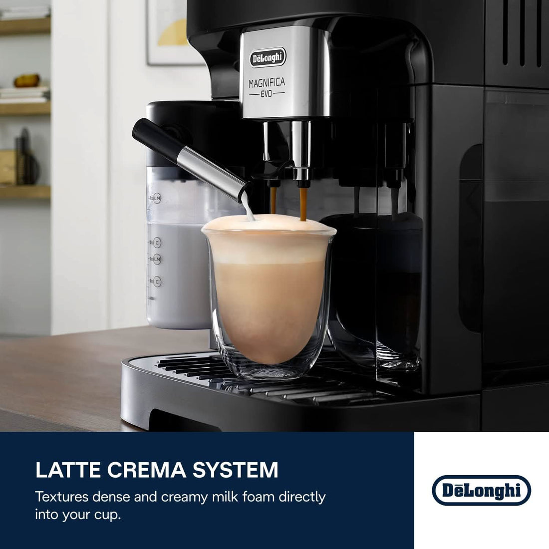 De'Longhi Magnifica Evo, Fully Automatic Coffee Machine, Compact Size, LatteCrema System, Multiple Coffee Recipes, Coloured Display, ECAM290.62.B Black