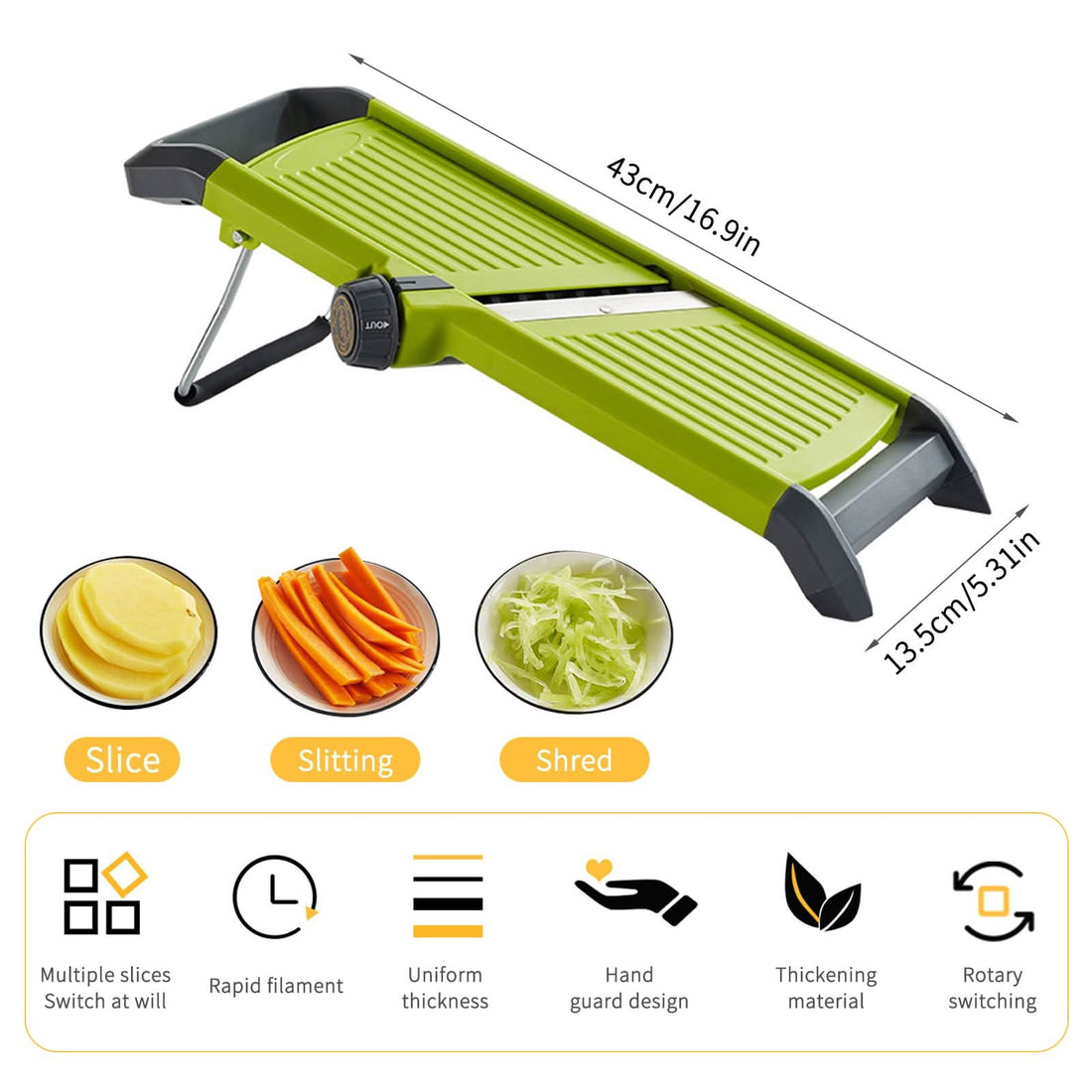 Adjustable Mandoline Food Slicer,Mandoline Slicer Vegetable Slicer Fruit Cutter Potato Slicer Tomato Slicer Onion Slicer for Kitchen Waffle Fry Cut Potato Chip Vegetable Onion Cheese French Fry