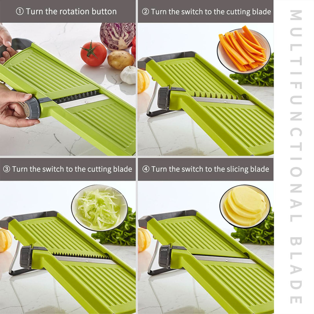 Adjustable Mandoline Food Slicer,Mandoline Slicer Vegetable Slicer Fruit Cutter Potato Slicer Tomato Slicer Onion Slicer for Kitchen Waffle Fry Cut Potato Chip Vegetable Onion Cheese French Fry