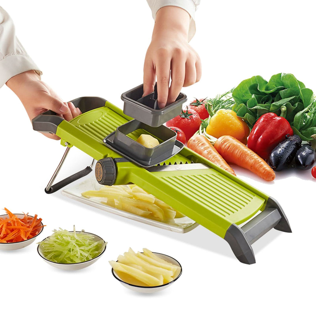 Adjustable Mandoline Food Slicer,Mandoline Slicer Vegetable Slicer Fruit Cutter Potato Slicer Tomato Slicer Onion Slicer for Kitchen Waffle Fry Cut Potato Chip Vegetable Onion Cheese French Fry