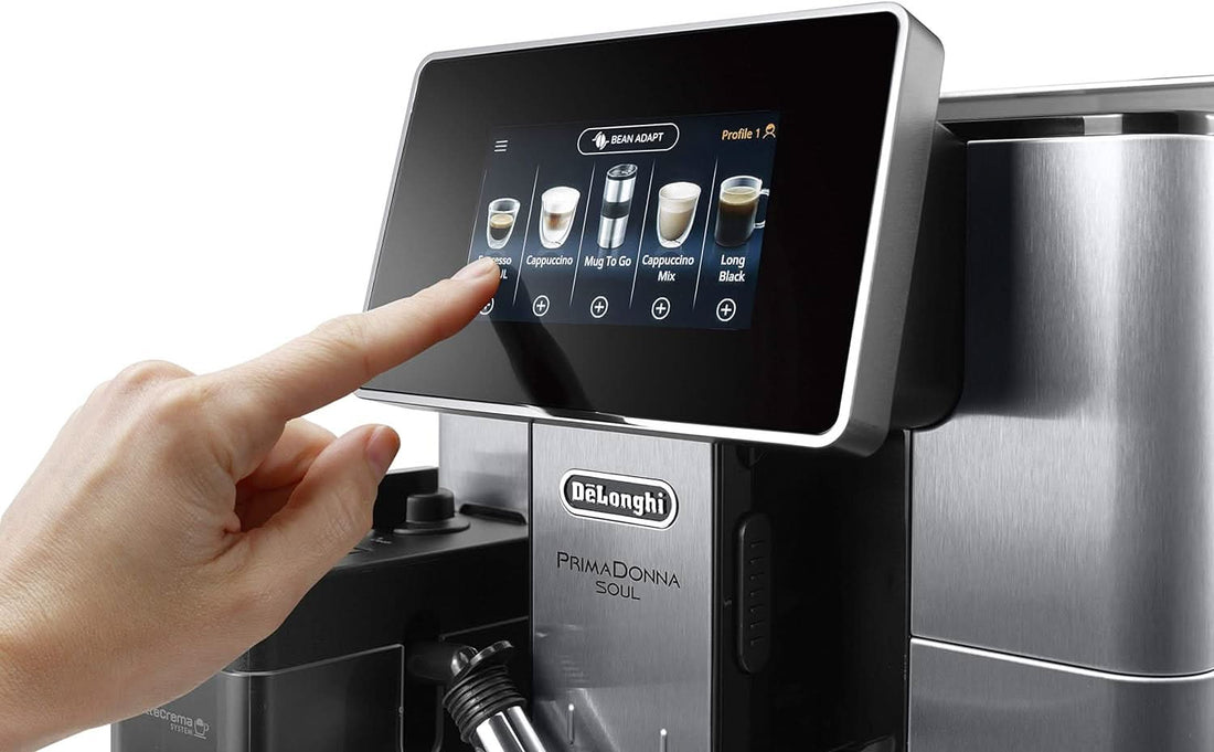 De'Longhi Primadonna Soul, Fully Automatic Coffee Machine, ECAM61075MB, Bean Adapt Technology for Perfect Extraction, LatteCrema System for Creamy Milk-Based Coffees, Wi-Fi Connectivity, Metal Black