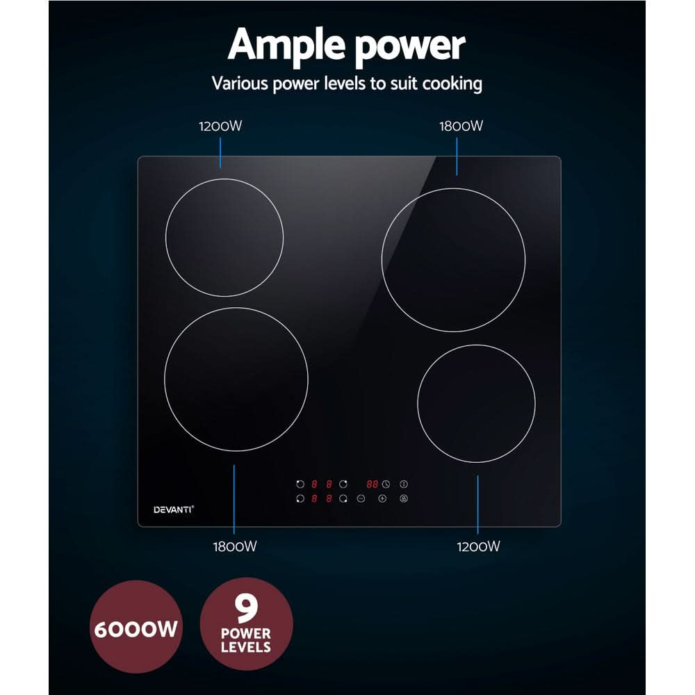 Devanti Electric Ceramic Cooktop 60cm Touch Control