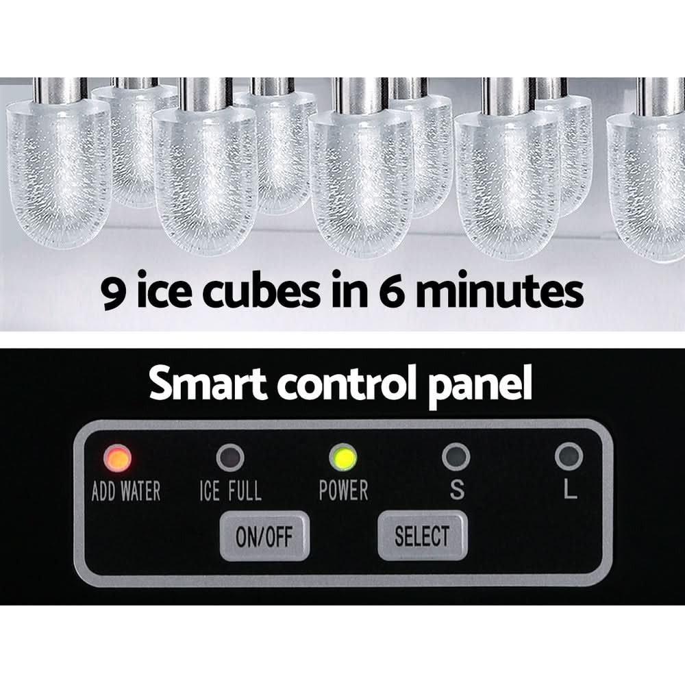 Devanti 12kg Ice Maker Machine w/Self Cleaning Portable Ice Cube Tray 2L White