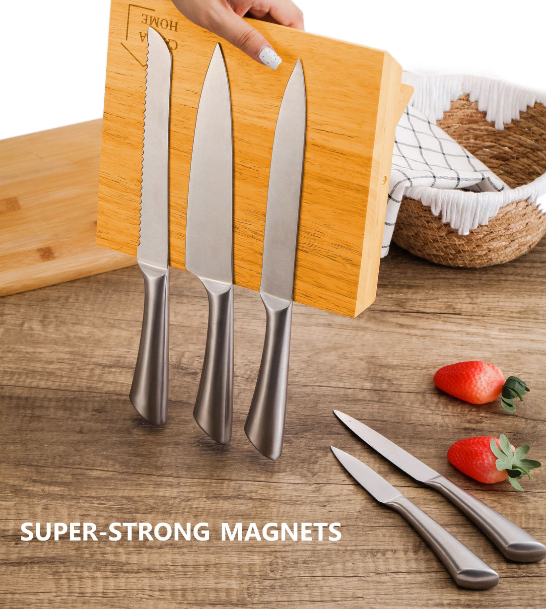 Magnetic Knife Block Holder with Strong Magnets for Home Kitchen Storage & Organisation