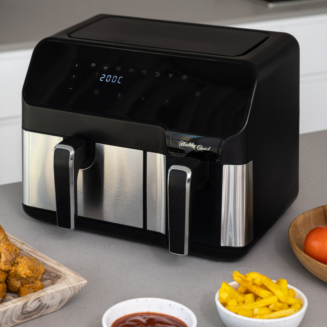 10L Digital Dual Zone Air Fryer with Dual Temperature Control