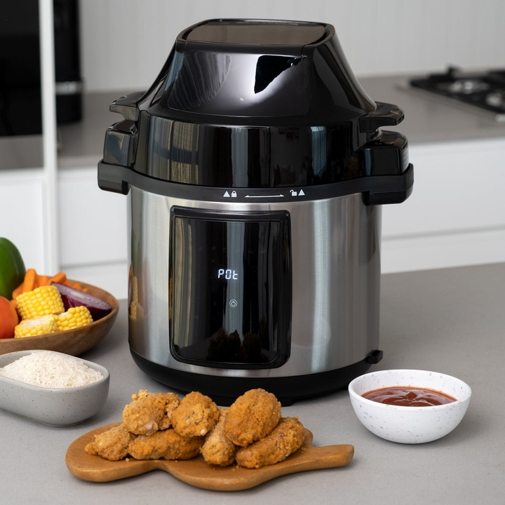 6L Air Fryer + Pressure Cooker Kitchen Appliance - Silver