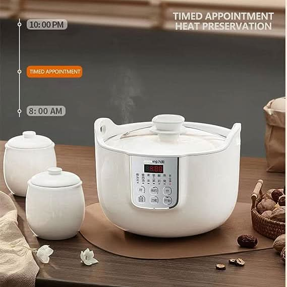 White Porclain Slow Cooker 1.8L with 3 Ceramic Inner Containers