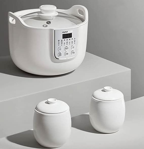 White Porclain Slow Cooker 1.8L with 3 Ceramic Inner Containers