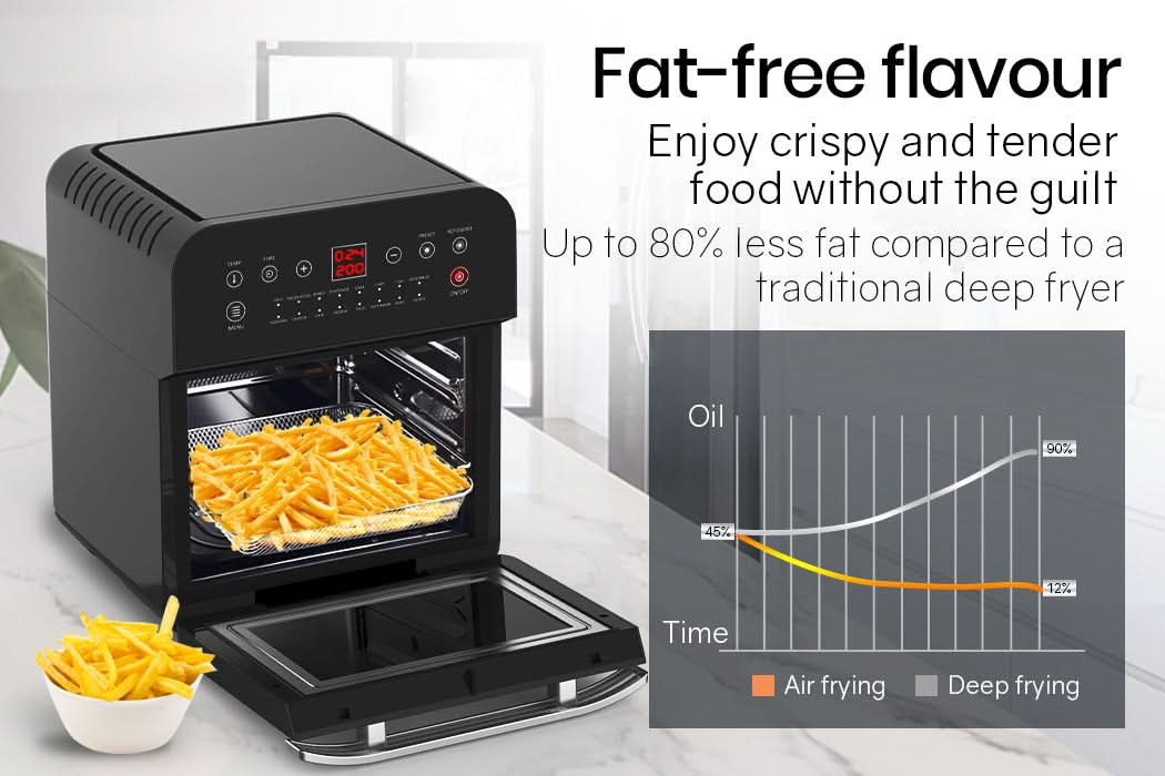 16L Air Fryer Electric Digital Airfryer Rotisserie Dry Large Big Cooker