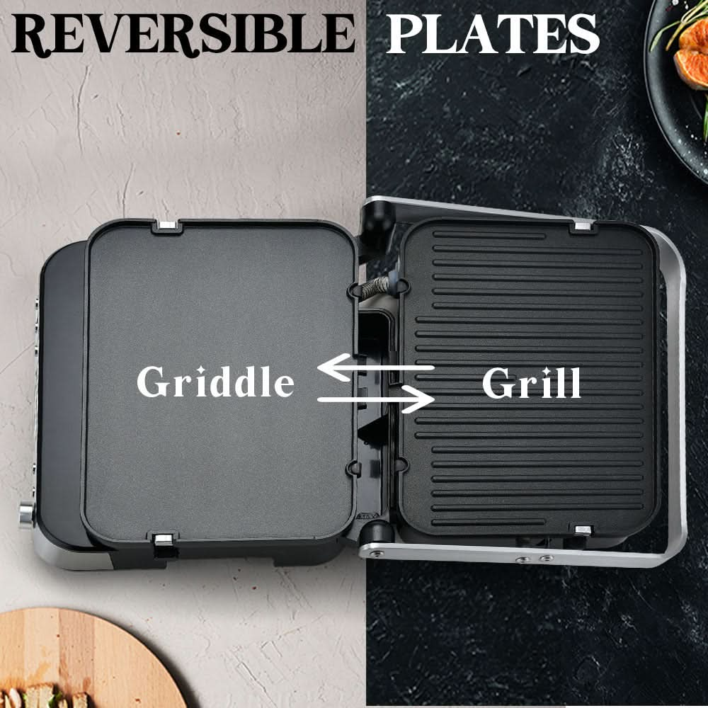 Smart Multi Contact Grill Sandwich Press Panini Waffle Maker Griddle Stainless Steel