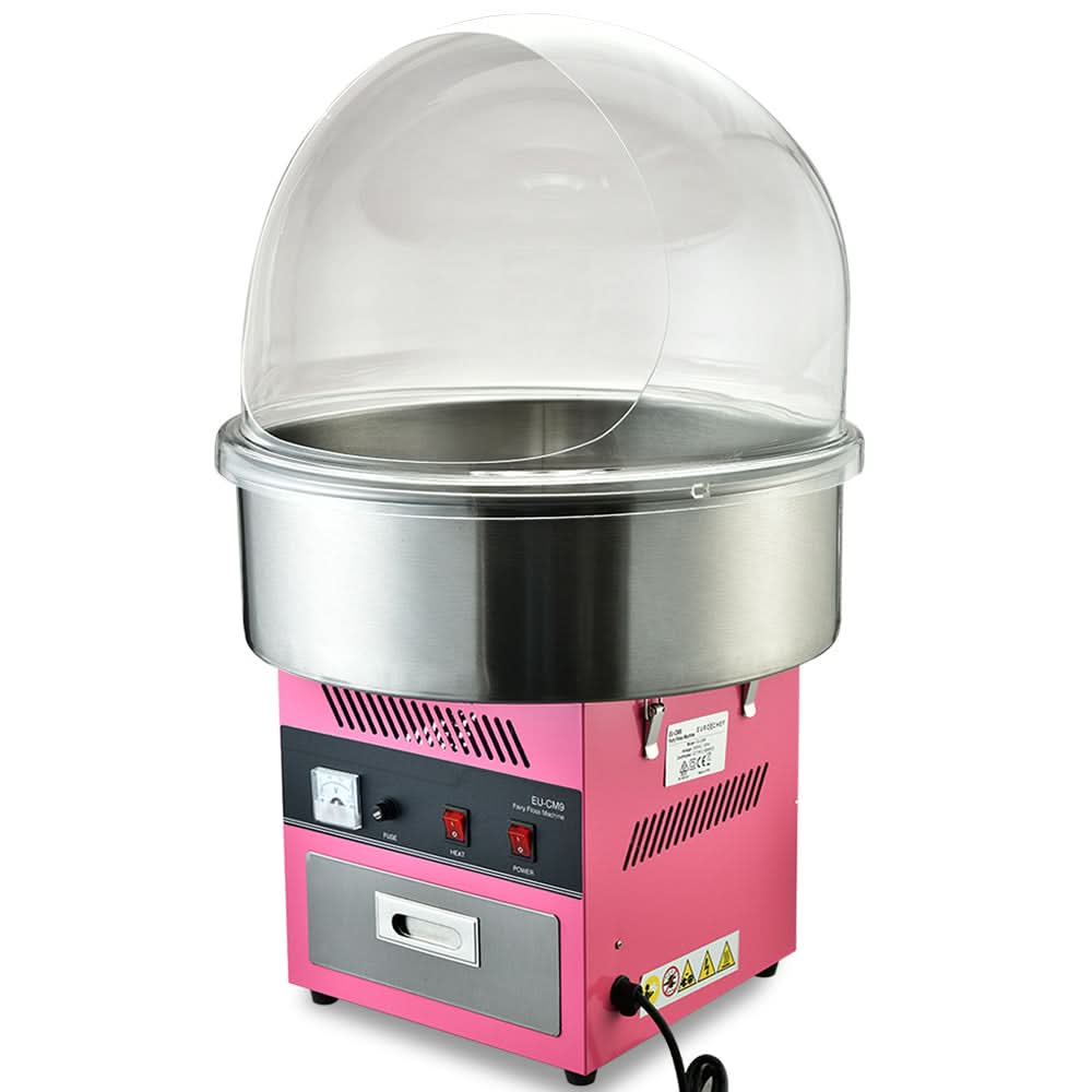 1000W Commercial Cotton Candy Machine Fairy Floss Maker with Transparent Shield