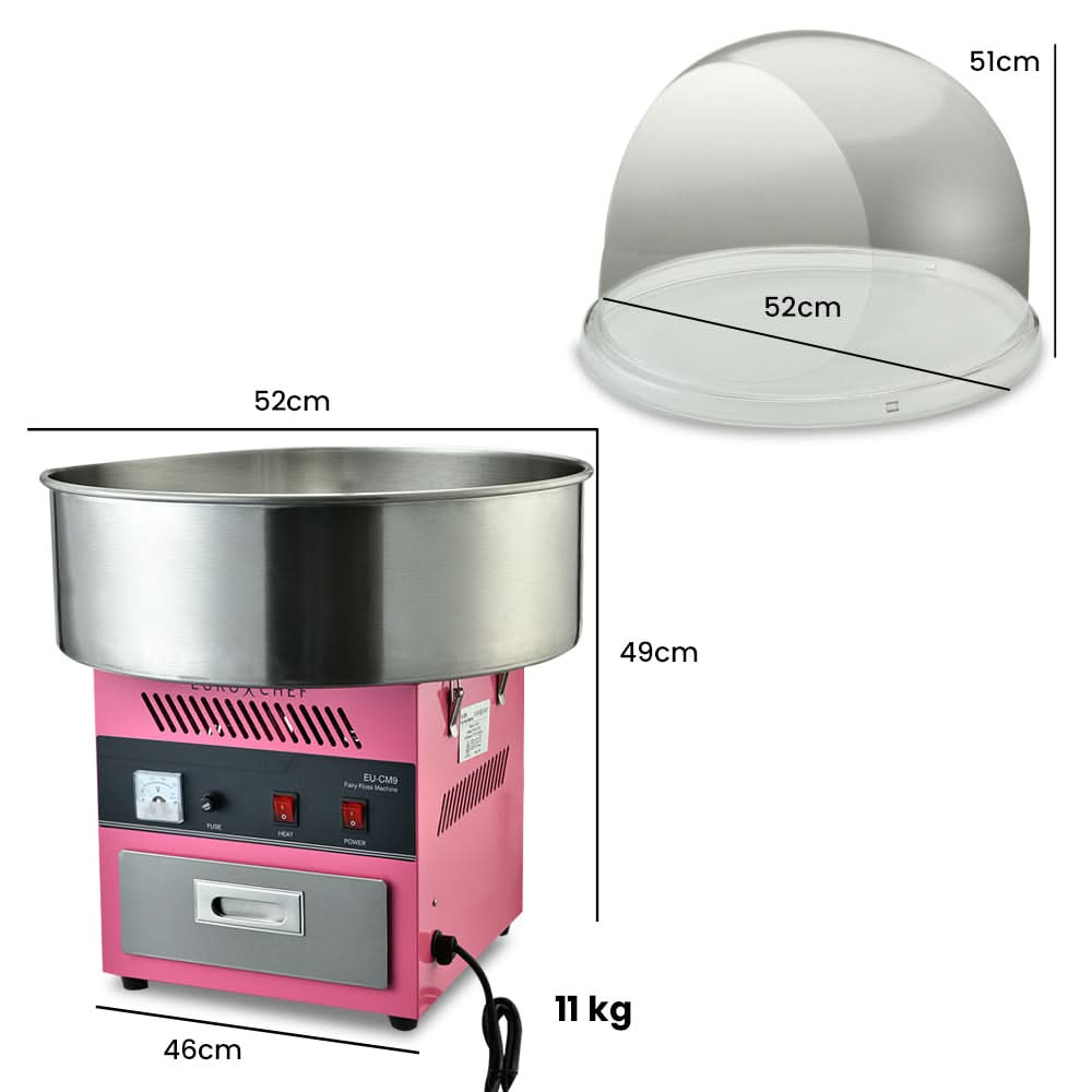 1000W Commercial Cotton Candy Machine Fairy Floss Maker with Transparent Shield