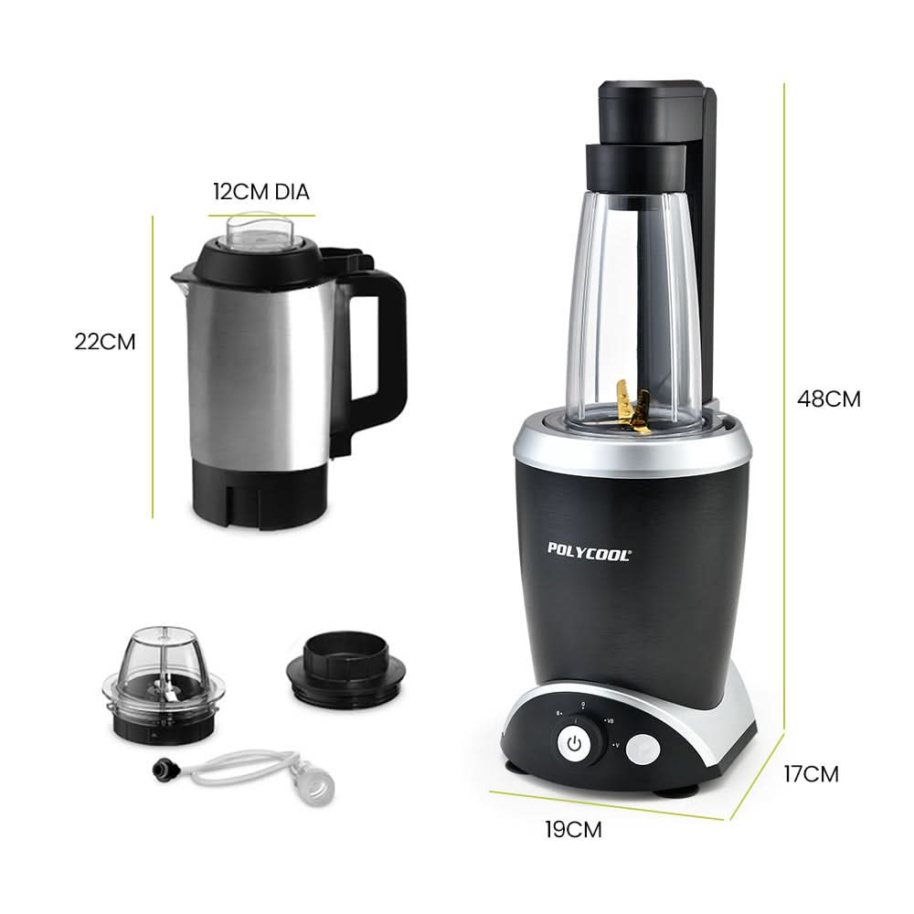 1000W 5 in1 Vacuum Blender, 700ml Capacity, With Heating Jug and Grinder Cup