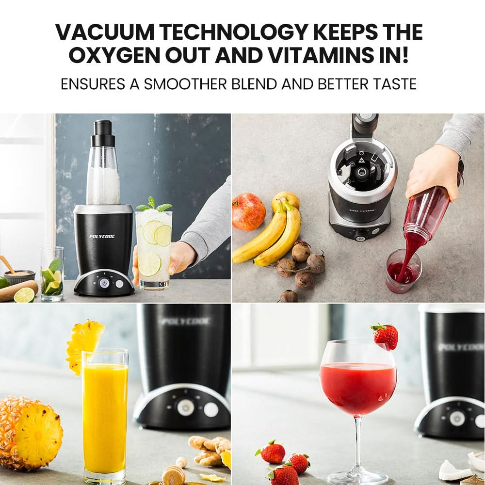 1000W 10 in1 Vacuum Blender, 700ml Capacity, With Heating Jug, Grinder Cup, Food Processor