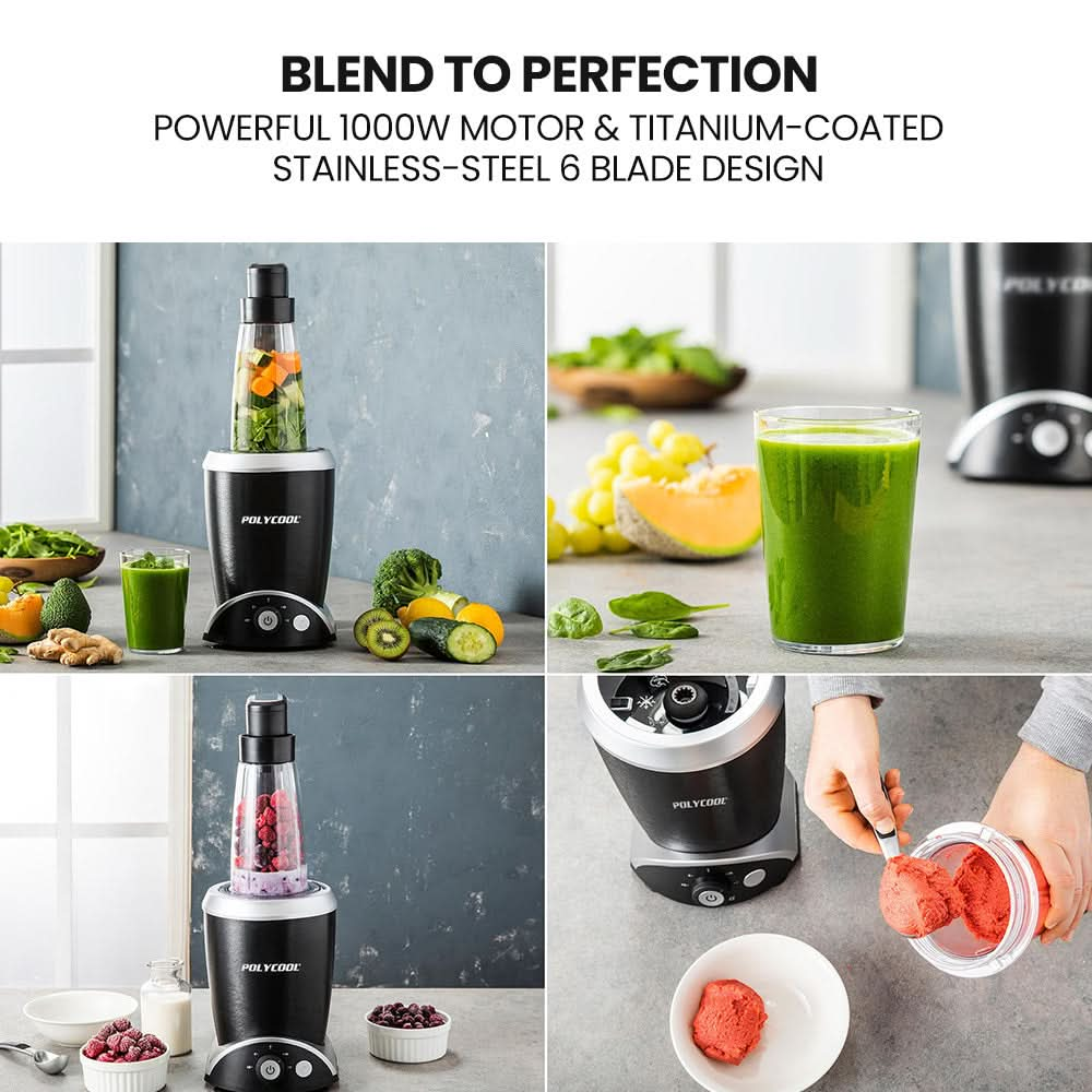 1000W 10 in1 Vacuum Blender, 700ml Capacity, With Heating Jug, Grinder Cup, Food Processor