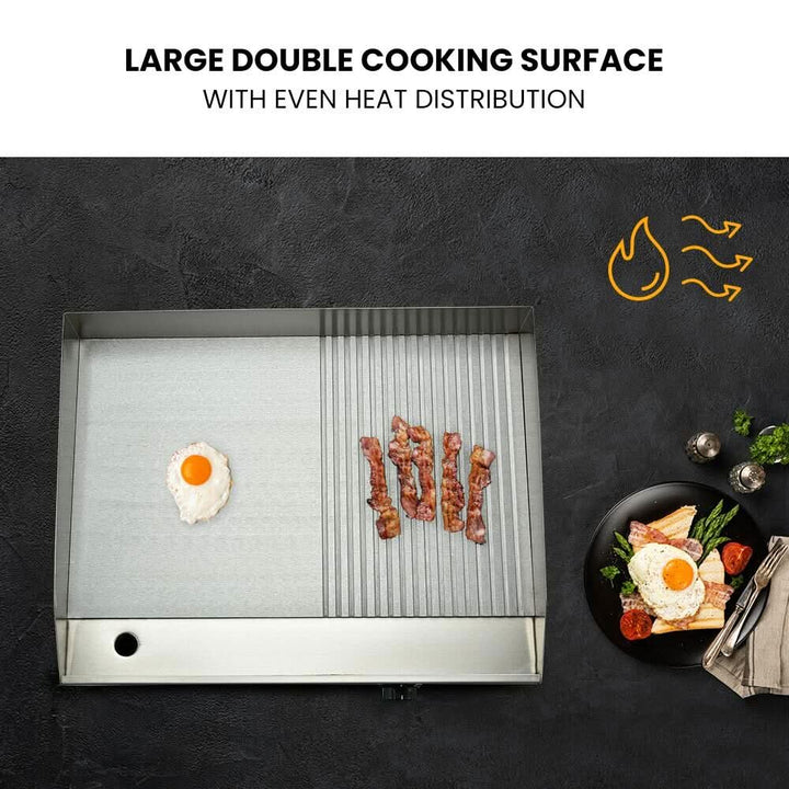 Electric Griddle Commercial Stainless Steel 2200W BBQ Grill Pan Hot Plate Large