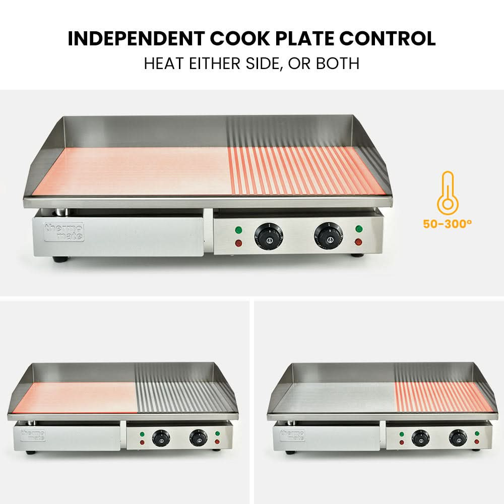 Electric Griddle Commercial Stainless Steel 4400W BBQ Grill Hot Plate Extra Large