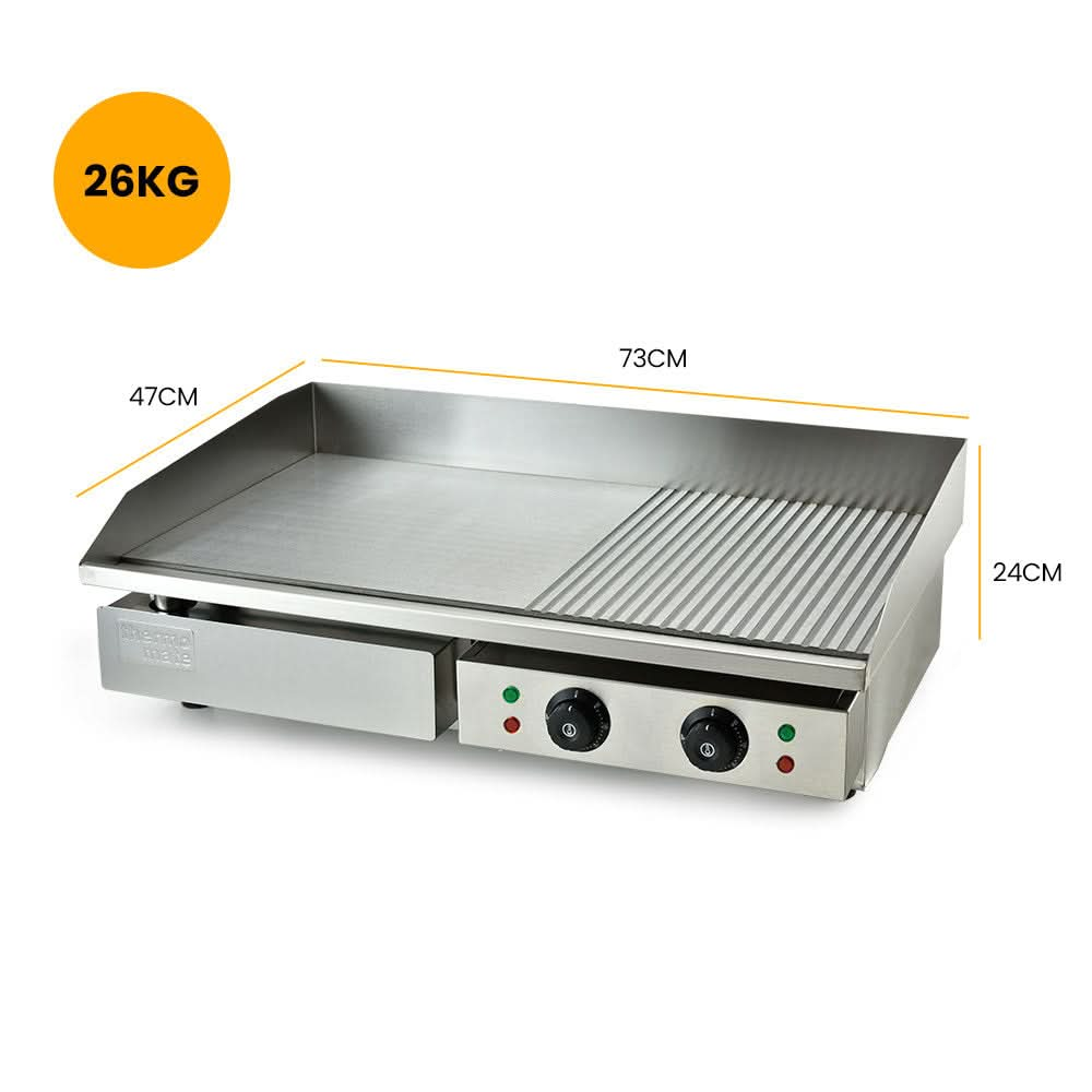 Electric Griddle Commercial Stainless Steel 4400W BBQ Grill Hot Plate Extra Large