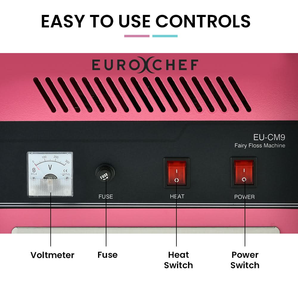 EUROCHEF 1000W Commercial Cotton Candy Machine Fairy Floss Maker