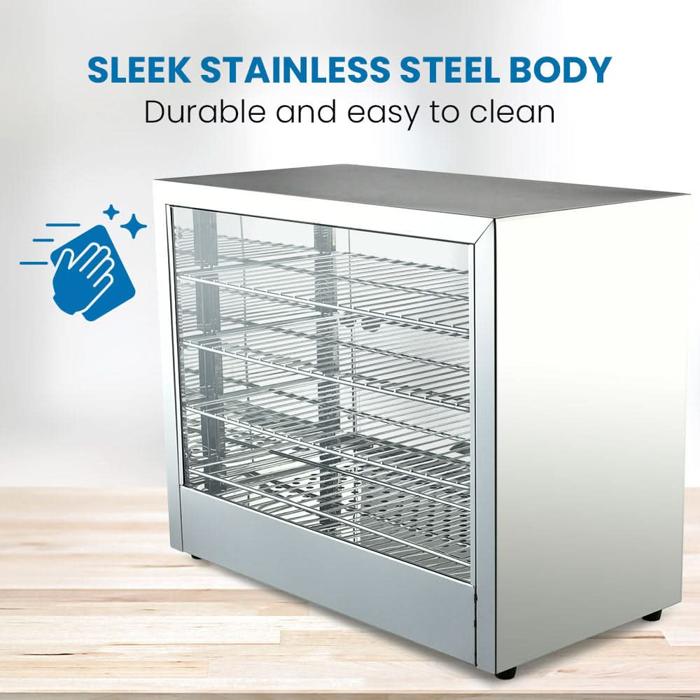 Commercial Food Warmer Electric 1000W 4-Tier Hot Display Stainless Steel Cabinet