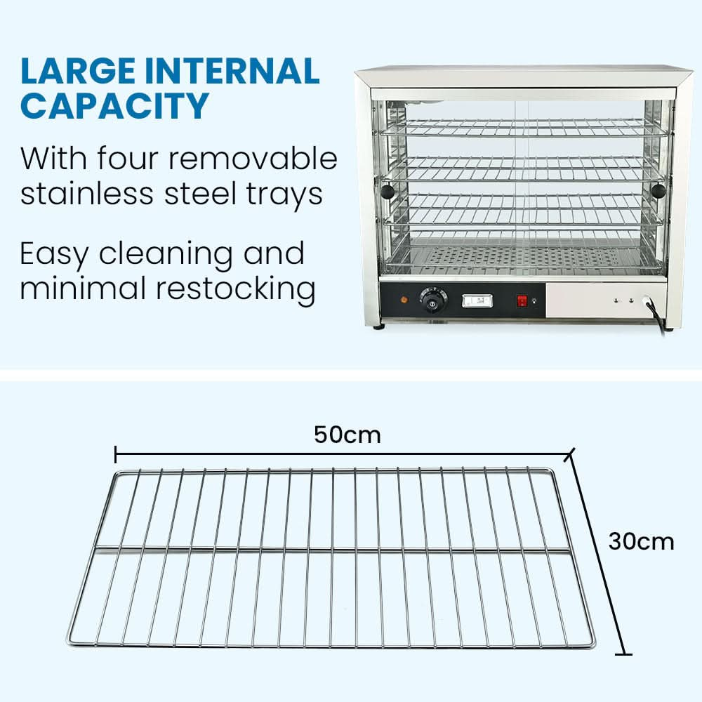 Commercial Food Warmer Electric 1000W 4-Tier Hot Display Stainless Steel Cabinet