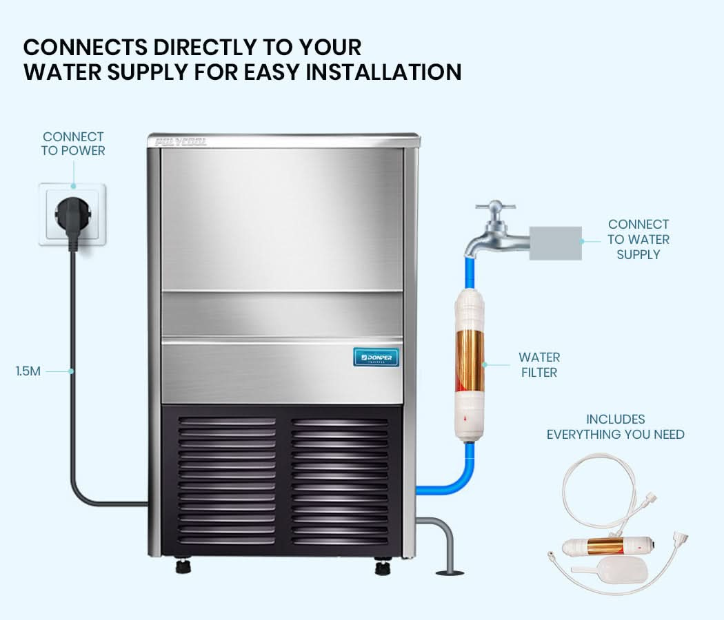 Commercial Automatic Ice Cube Maker, Free Standing Stainless Steel Ice Machine, 410 Grade