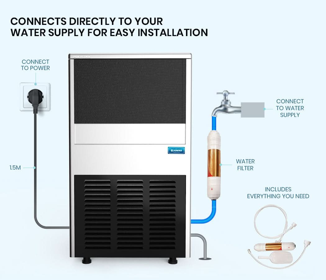 60KG/24H Commercial Automatic Ice Cube Maker, Stainless Steel Machine, Undercounter Design