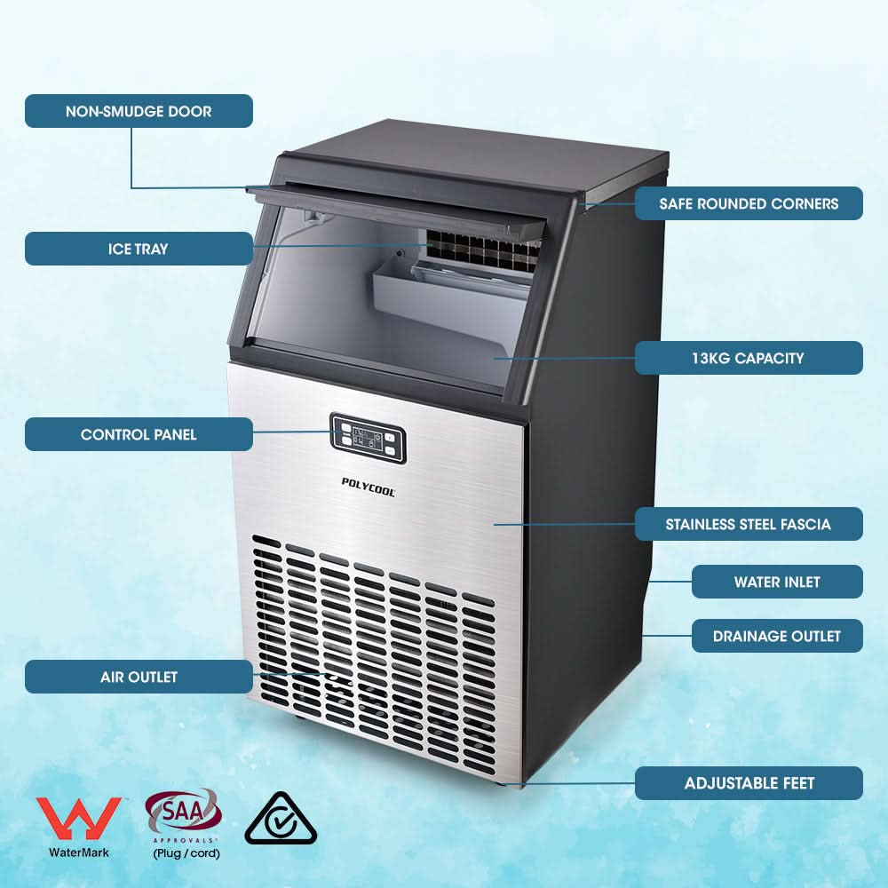 45-65kg Commercial Ice Machine Stainless Steel Automatic with LCD Screen