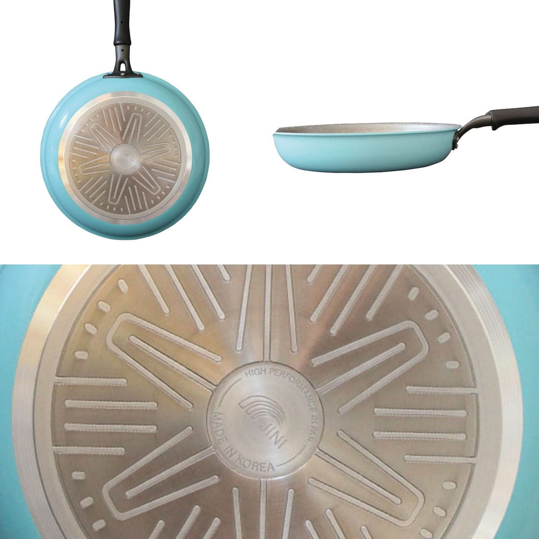 Fanjini Stone Frypan Frying Pan 28cm Non-Stick Induction Ceramic Round PURE SKY BLUE