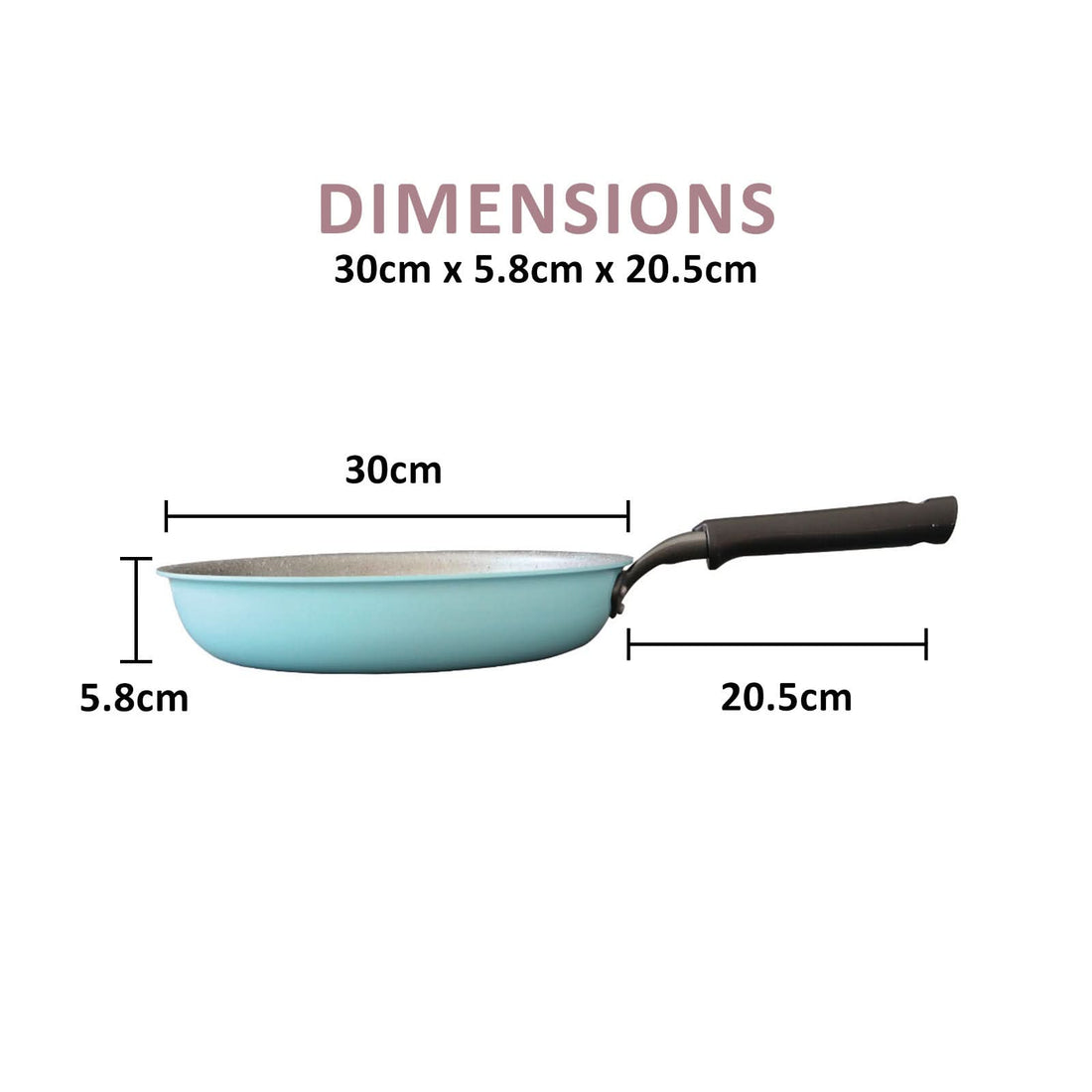 Fanjini Stone Frypan Frying Pan 28cm Non-Stick Induction Ceramic Round PURE SKY BLUE