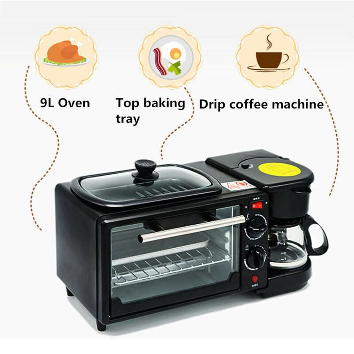 Electric 3 in 1 Breakfast Making Machine Multifunction Coffee Maker Bread Pizza